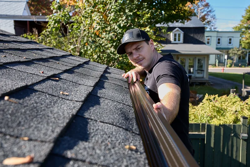 Seamless aluminum gutters installed on a Castlegar home